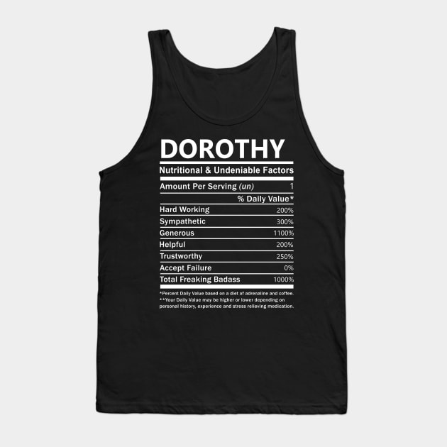 Dorothy Name T Shirt - Dorothy Nutritional and Undeniable Name Factors Gift Item Tee Tank Top by nikitak4um